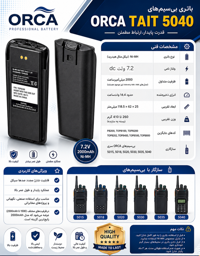 باتری بیسیم دستی های TAIT ORCA 5040